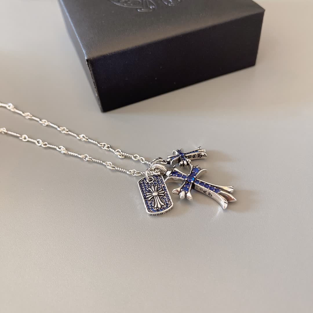 Chrome Hearts Chromecarts Silver Cross Pendant Necklace